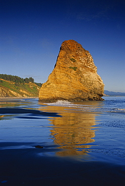 Seastack on beach, Cape Blanco, Port Orford area, Oregon, United States of America, North America