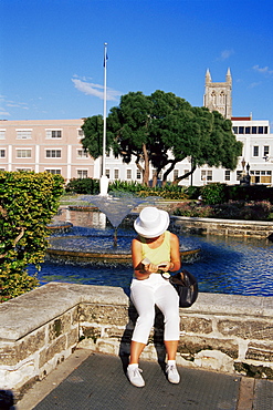 Fountain outside City Hall, Hamilton, Bermuda, Central America