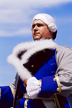 French soldier circa 1700, Dufferin Terrace, Quebec city, Quebec state, Canada, North America