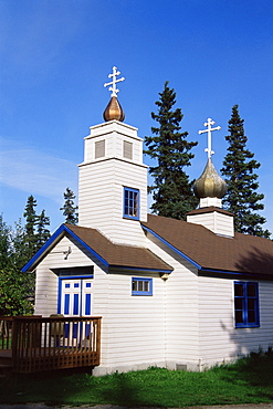 St. Nicholas Russian church, Eklutna Historical Village, Anchorage area, Alaska, United States of America, North America