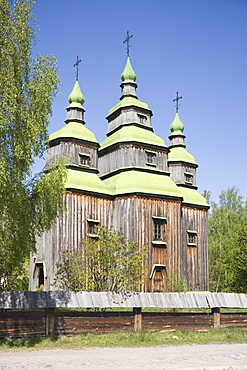 Church made of wood, Pirogov Village, near Kiev, Ukraine, Europe