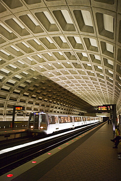 Metro Station with train, Washington D.C., United States of America, North America