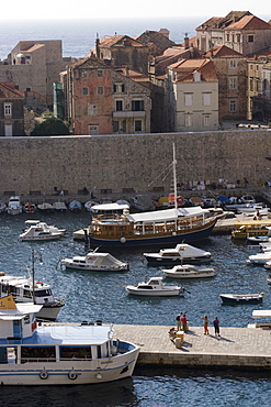 Harbour and waterfront of Dubrovnik Old Town, Dalmatia, Croatia, Adriatic, Europe