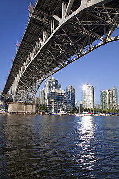 Granville Bridge spanning False Creek at Granville Island, Vancouver, British Columbia, Canada, North America