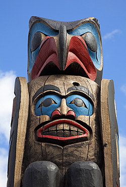 The top of a Totem Pole, Duncan, Victoria Island, British Columbia, Canada, North America 