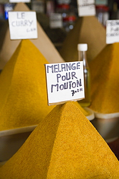 Spices for sale in the souk, Essaouira, Morocco, North Africa, Africa