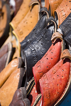 Traditional slippers in souk, Essaouira, Morocco, North Africa, Africa