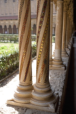 Cloisters, Benedictine Monastery, Cathedral, Monreale, Palermo, Sicily, Italy, Europe