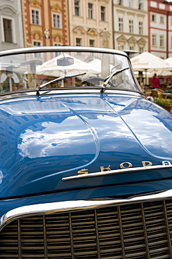 Old blue Skoda car, Old Town, Prague, Czech Republic, Europe