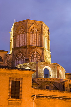 tower, el Miguelet, belfry, cathedral, evening, Valencia, Mediterranean, Costa del Azahar, Spain, Europe