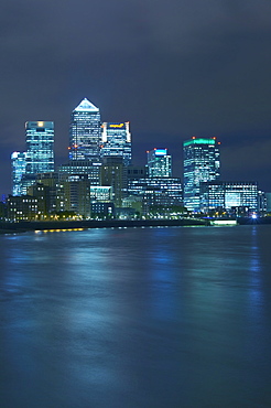 Canary Wharf, Docklands, viewed from Wapping, London, England, United Kingdom, Europe