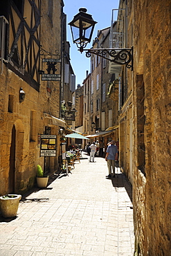 Street in the medieval old town of Sarlat, Dordogne, France. Europe