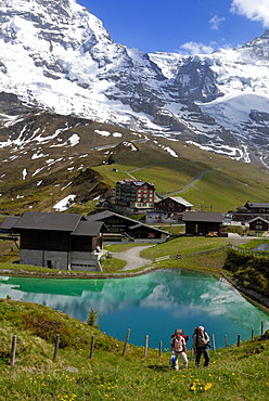 View of Kleine Scheidegg, Bernese Oberland, Swiss Alps, Switzerland, Europe