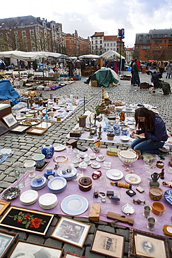 Jeu de Balle square flea market, Brussels, Belgium, Europe