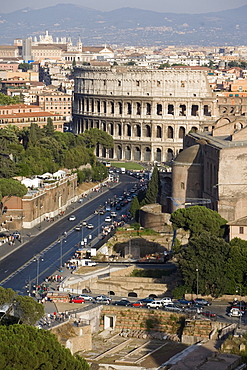 View from Altare della Patria of Colosseum, Rome, Lazio, Italy, Europe