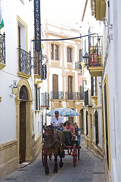 Horse drawn carriage, Ronda, one of the white villages, Malaga province, Andalucia, Spain, Europe