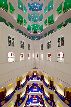 Atrium of the Burj Al Arab Hotel, Dubai, United Arab Emirates, Middle East