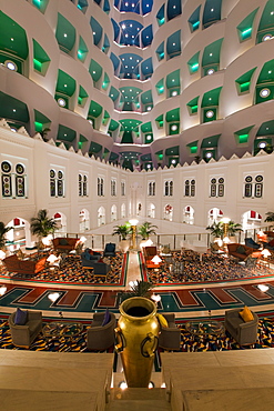 Atrium of the Burj Al Arab Hotel, Dubai, United Arab Emirates, Middle East