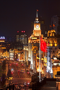 Shanghai night skyline of buildings along the Huangpu River and the Bund, Shanghai, China, Asia