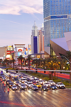 Hotels and casinos along the Strip, Las Vegas, Nevada, United States of America, North America