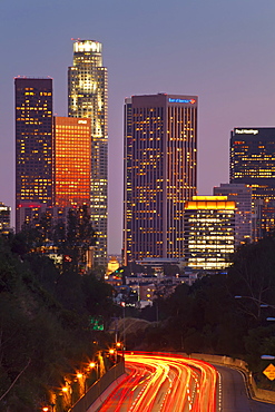 Pasadena Freeway (CA Highway 110) leading to Downtown Los Angeles, California, United States of America, North America