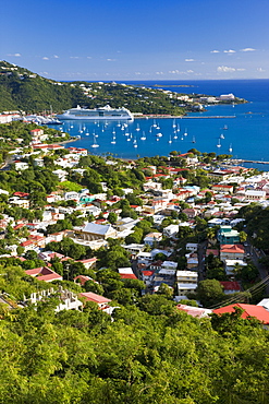 Elevated view over Charlotte Amalie, St. Thomas, U.S. Virgin Islands, Leeward Islands, West Indies, Caribbean, Central America