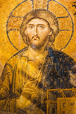 Mosaic of Christ in Aya Sofya (Sancta Sophia), UNESCO World Heritage Site, Sultanahmet, Istanbul, Turkey, Europe