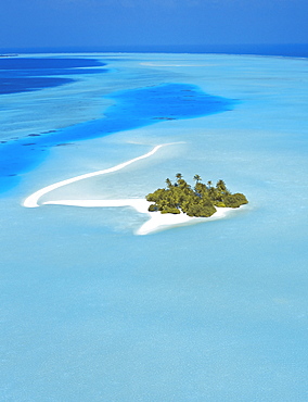 Aerial view of an island in the North Male atoll, Maldives, Indian Ocean, Asia