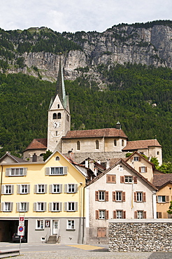 Village scenes in Domat/Ems, Graubunden canton, Switzerland, Europe