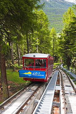 Funicular to the top of Muottas Muragl near St. Moritz, Switzerland, Europe