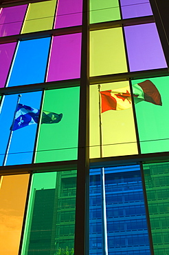 Quebec provincial flag and Canada's national flag, Montreal, Quebec, Canada, North America