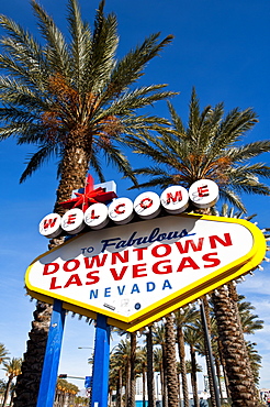 Welcome to downtown Las Vegas sign, Las Vegas, Nevada, United States of America, North America