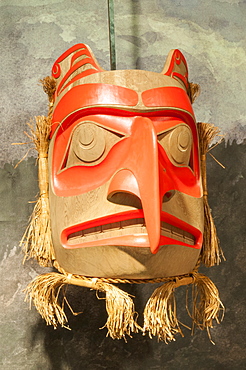 Mask at Haida Heritage Centre at Kaay Llnagaay, Haida Gwaii (Queen Charlotte Islands), British Columbia, Canada, North America