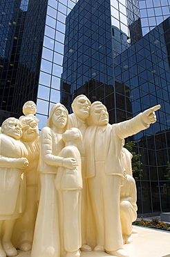 The Illuminated Crowd sculpture in downtown Montreal, Quebec, Canada, North America