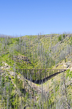 Old railway trestles in Myra Canyon, Kelowna, British Columbia, Canada, North America 