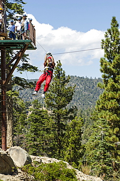 Zip lining, Big Bear Lake, California, United States of America, North America 