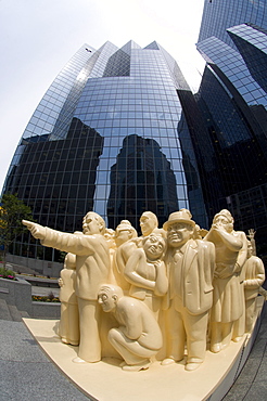 The Illuminated Crowd sculpture in downtown Montreal, Quebec, Canada, North America