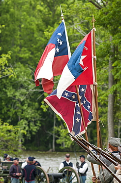 Confederate soldiers at the Thunder on the Roanoke Civil War reenactment in Plymouth, North Carolina, United States of America, North America