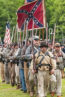 Confederate soldiers at the Thunder on the Roanoke Civil War reenactment in Plymouth, North Carolina, United States of America, North America