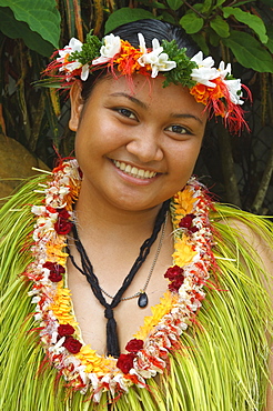 Yapese woman in traditional dance costume, Yap, Micronesia, Pacific