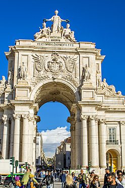 Arco da Rua Augusta or Triumphal Arch of Praca do Comercio, Lisbon, Portugal.
