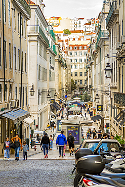 Narrow street in Bairro Alto district, Lisbon, Portugal.