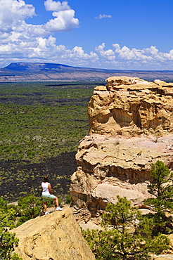 Escarpment and lava beds in El Malpais National Monument, New Mexico, United States of America, North America