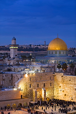 Dome of the Rock and the Western Wall, Jerusalem, Israel, Middle East