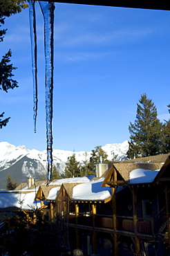 Icicle at the Buffalo Mountain Lodge, Banff, Alberta, Canada, North America