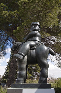 Fernando Botero's sculpture Man on a Horse, Shrine of The Book, Jerusalem, Israel, Middle East