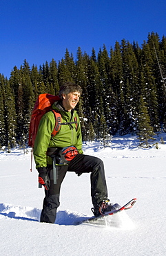 Snowshoeing near Lake Louise, Alberta, Canada, North America