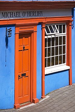 Ireland, County Cork, Kinsale, Colourful terraced house facade .