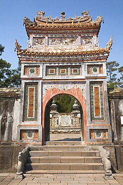 Vietnam, Hue, Cong Gate at the tomb of Emperor Tu Duc.