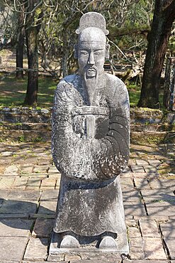 Vietnam, Hue, A stone statue of a man at the tomb of Emperor Tu Duc.